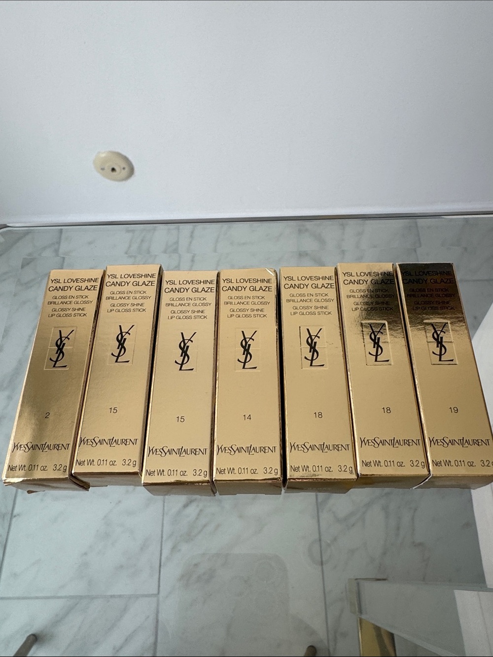 YSL Loveshine Candy Glaze Lip Gloss Stick Bundle - 7 Brand New in Boxes